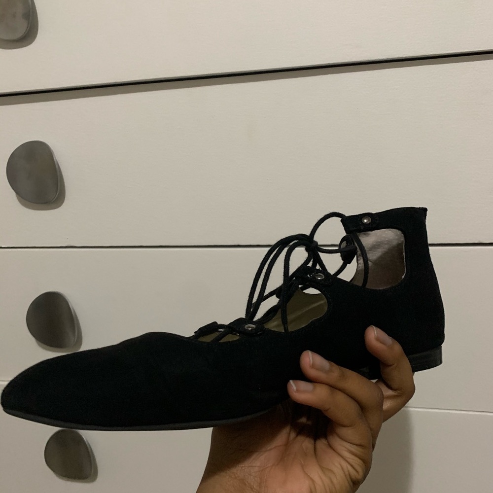 Black, pointed, dress shoe